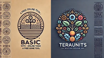 Comparison between free logo creator and Teraunits professional logo.