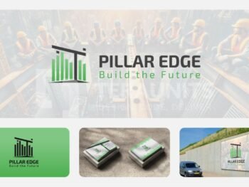 Pillar Edge Logo with Architectural Design and Green Accents